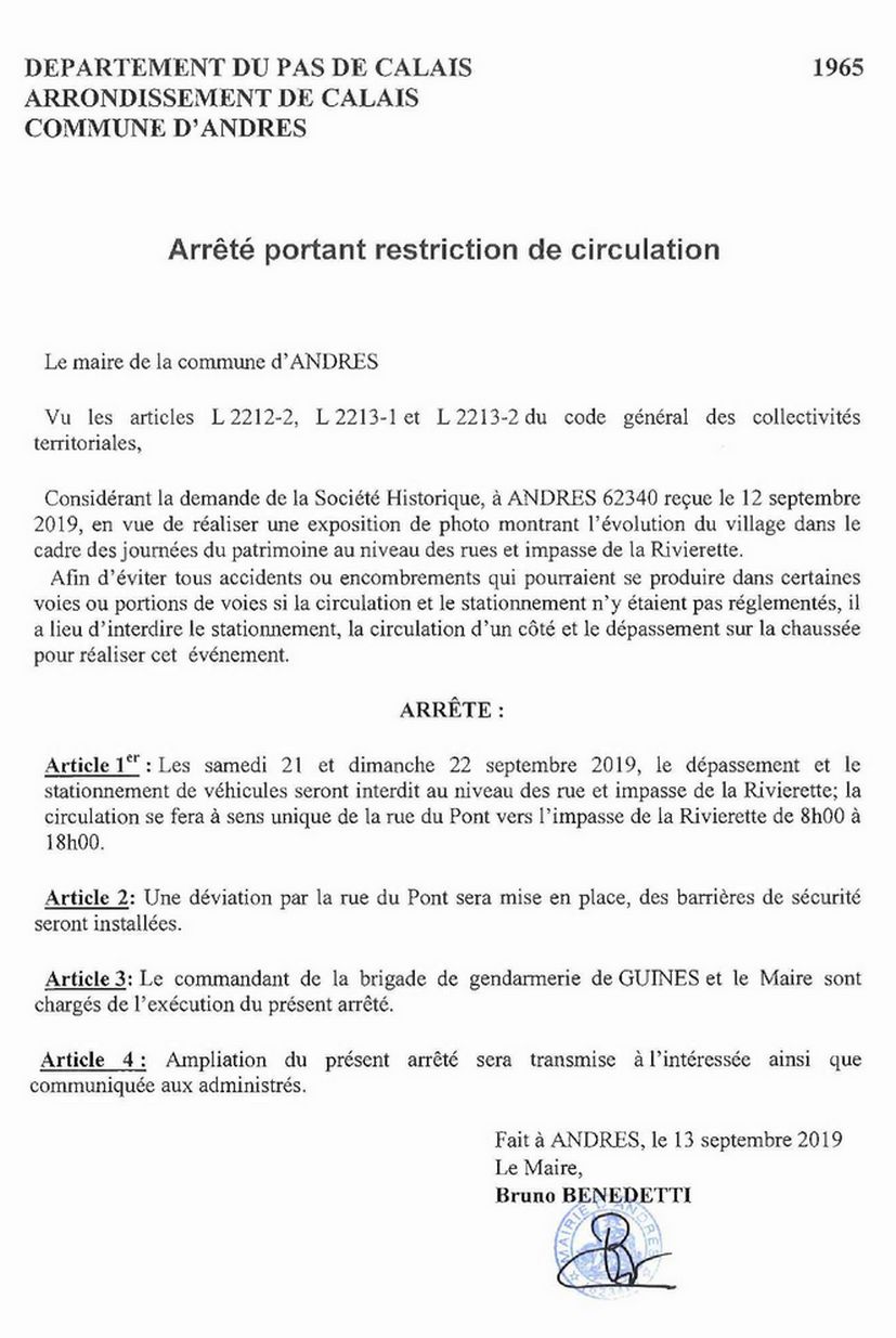 Arreté 1965 rue ruviérette
