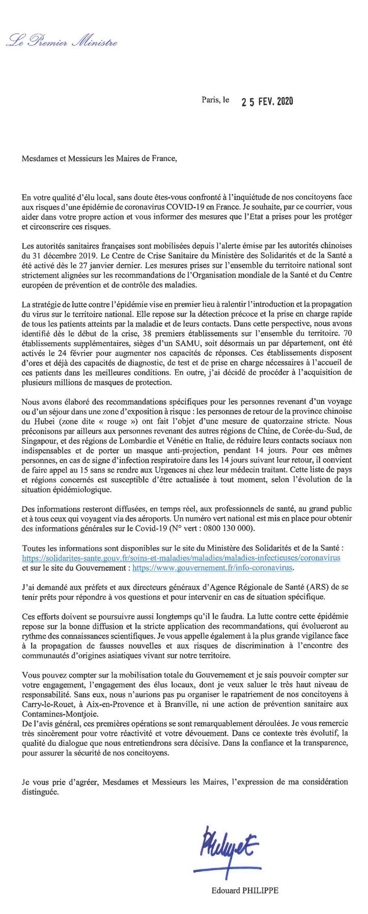 Courrier du PM